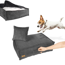 Legowisko dla małego psa Łóżko Materac Posłanie dla psa Grafitowe M 60x50 cm