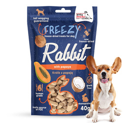 Liofilizowane Przysmaki dla psa Królik z papają FREEZY Syta Micha 40g